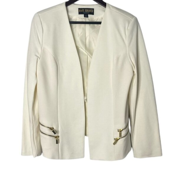 Marc Bouwer Jackets & Blazers - Marc Bouwer Unlimited Size Medium Ivory White Open Front Blazer Sleek Classic
